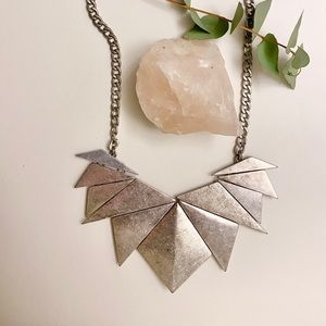 Geometric silver statement necklace